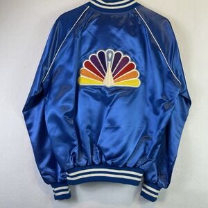 Vintage East West Enterprises NBC Peacock Mens Large Satin Bomber Jacket Clean!